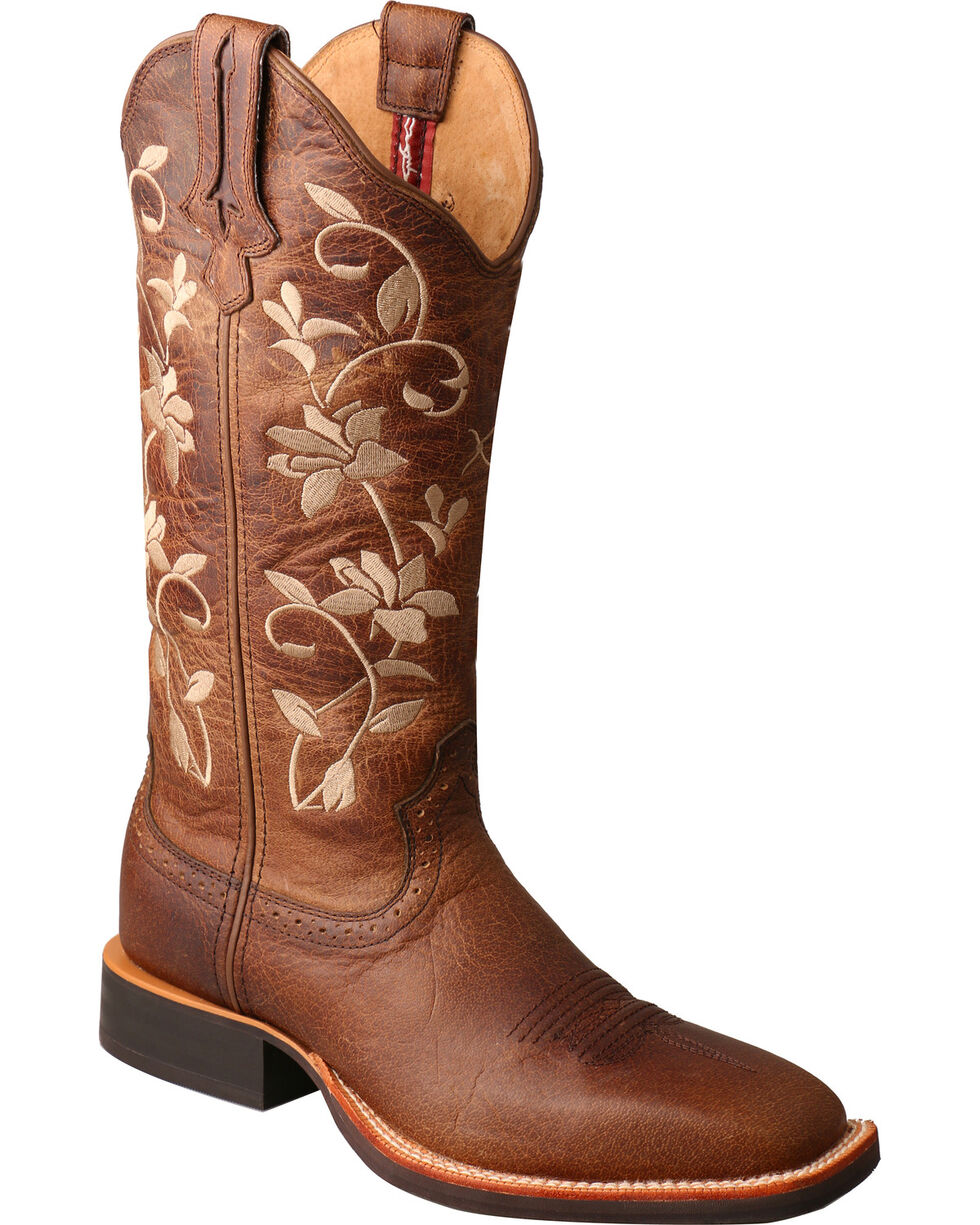 Twisted X Womens Floral Ruff Stock Cowgirl Boot Square Toe 